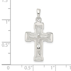 Sterling Silver 925 Crucifix Pendant with 3D Textured Design