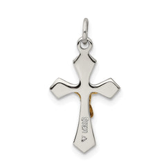 Sterling Silver 925 Crucifix Pendant with Two-Tone Polished Satin Finish