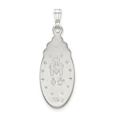 Sterling Silver 925 Miraculous Medal Pendant with Crystals Polished Finish