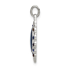 Sterling Silver 925 Heart Pendant with Blue Crystal Elegance