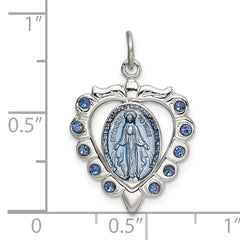 Sterling Silver 925 Heart Pendant with Blue Crystal Elegance