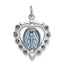 Sterling Silver Epoxy & Crystal Miraculous Medal Heart Pendant
