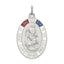 Sterling Silver Satin/Polished/D/C Enamel St Christopher Medal
