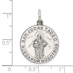 Sterling Silver 925 Antiqued St. Jude Pendant by Sophia Jewelers