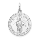 Sterling Silver Rhodium-plated Spanish St. Jude Thaddeus Medal Pendant