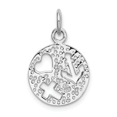Sterling Silver Rhodium-Plated Heart Cross Anchor Charm Elegant Polished Finish