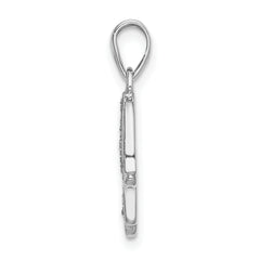 Sophia Jewelers 925 Silver Hamseh Pendant with Rhodium Plated Enamel and Glitter Glass Stone