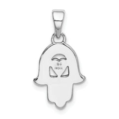 Sophia Jewelers 925 Silver Hamseh Pendant with Rhodium Plated Enamel and Glitter Glass Stone