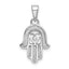 Sterling Silver Rhodium Enamel Glitter Fabric Glass Stone Hamseh Pendant
