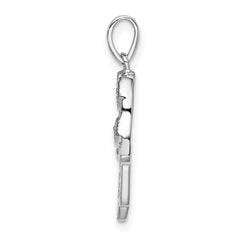 Sterling Silver 925 Polished Chamseh Pendant with CZ and Sapphire