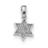 Sterling Silver Rhodium-plated CZ Star of David Pendant