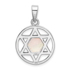 Sterling Silver 925 Star of David Pendant with MOP Inlay