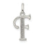 Sterling Silver Polished Glitter Enamel Letter F Initial Charm
