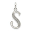 Sterling Silver Polished Glitter Enamel Letter S Initial Charm