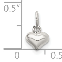 Sterling Silver 925 Polished Heart Charm with 3D Design Anti-tarnish