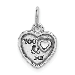 Sterling Silver 925 You and Me Pendant Rhodium-Plated Antiqued Design
