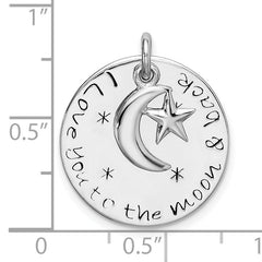 Sterling Silver Rhodium-Plated Moon Charm Pendant with Enamel Detail