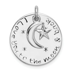Sterling Silver Rhodium-plated Love You To Moon & Back Pendant