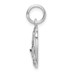 Sterling Silver #1 Grandma Pendant with Pink & White CZ, Rhodium-Plated Elegance