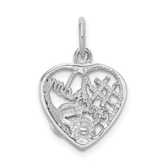 Sterling Silver #1 Grandma Pendant with Pink & White CZ, Rhodium-Plated Elegance