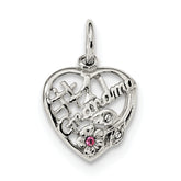 Sterling Silver Rhodium-plated Pink & White CZ #1 Grandma Pendant