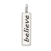 Sterling Silver Polished Enameled BELIEVE Pendant