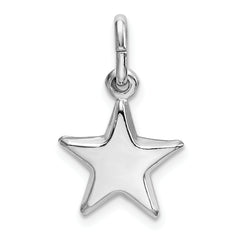 Sterling Silver Star Charm Pendant with Rhodium Polished Finish