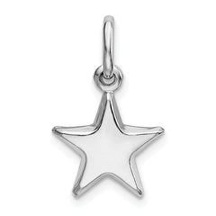 Sterling Silver Rhodium Plated Polished Star Charm