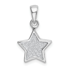 Sterling Silver Rhodium-plated Glitter Enamel Fabric Star Pendant