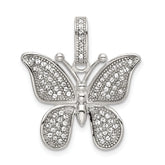 Sterling Silver Rhod-plated Polished Preciosa Crystal Butterfly Pendant