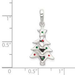 Sophia Jewelers 925 Sterling Silver Christmas Tree Pendant with Enamel Accents