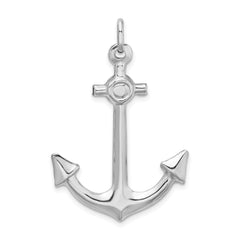 Men's 925 Sterling Silver Anchor Charm with 3D Rhodium Finish