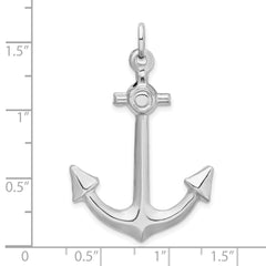 Men's 925 Sterling Silver Anchor Charm with 3D Rhodium Finish