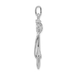 Men's 925 Sterling Silver Anchor Pendant with Rope, Polished 3D Design