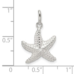 925 Sterling Silver Starfish Charm with Polished Textured Finish for Men