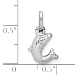 Sterling Silver 925 Jumping Dolphin Pendant with Rhodium Polish