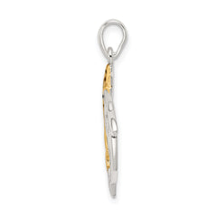 Sterling Silver Gold-Tone Dolphin Pendant with Polished Finish