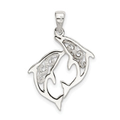 Sterling Silver Gold-Tone Dolphin Pendant with Polished Finish