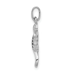 Sterling Silver 925 Lizard Pendant with Black CZ, Rhodium-Plated, Polished, Elegant Design