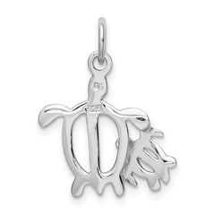 Sophia Jewelers Sterling Silver Turtle Pendant with Polished Rhodium Finish