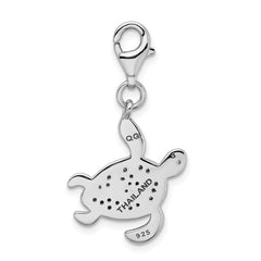 Sophia Jewelers Sterling Silver CZ Sea Turtle Charm with Rhodium Shine