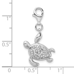 Sophia Jewelers Sterling Silver CZ Sea Turtle Charm with Rhodium Shine