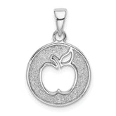 Sterling Silver Rhodium-plated Enamel Glitter Fabric Apple Cut-out Pendant
