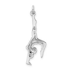 Sterling Silver Gymnast Pendant with Rhodium Polish Finish