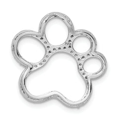 Sterling Silver CZ Paw Print Pendant with Rhodium Elegance