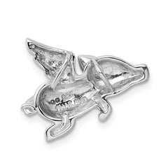 Sophia Jewelers Sterling Silver CZ Flying Pig Slide Pendant Polished Rhodium-Plated