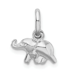 Sterling Silver 3D Elephant Charm with Rhodium Polished Finish
