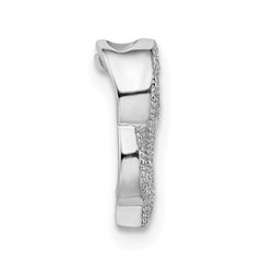 Sterling Silver 925 CZ Elephant Slide Pendant with Polished Rhodium Finish