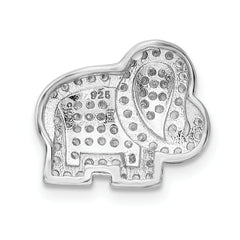 Sterling Silver 925 CZ Elephant Slide Pendant with Polished Rhodium Finish