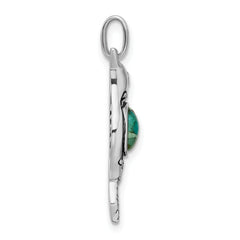 Sophia Jewelers Sterling Silver Hummingbird Pendant with Turquoise Accent